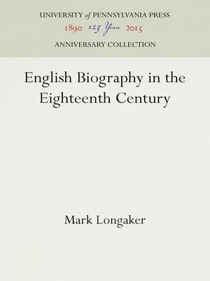 cover image of English Biography in the Eighteenth Century
